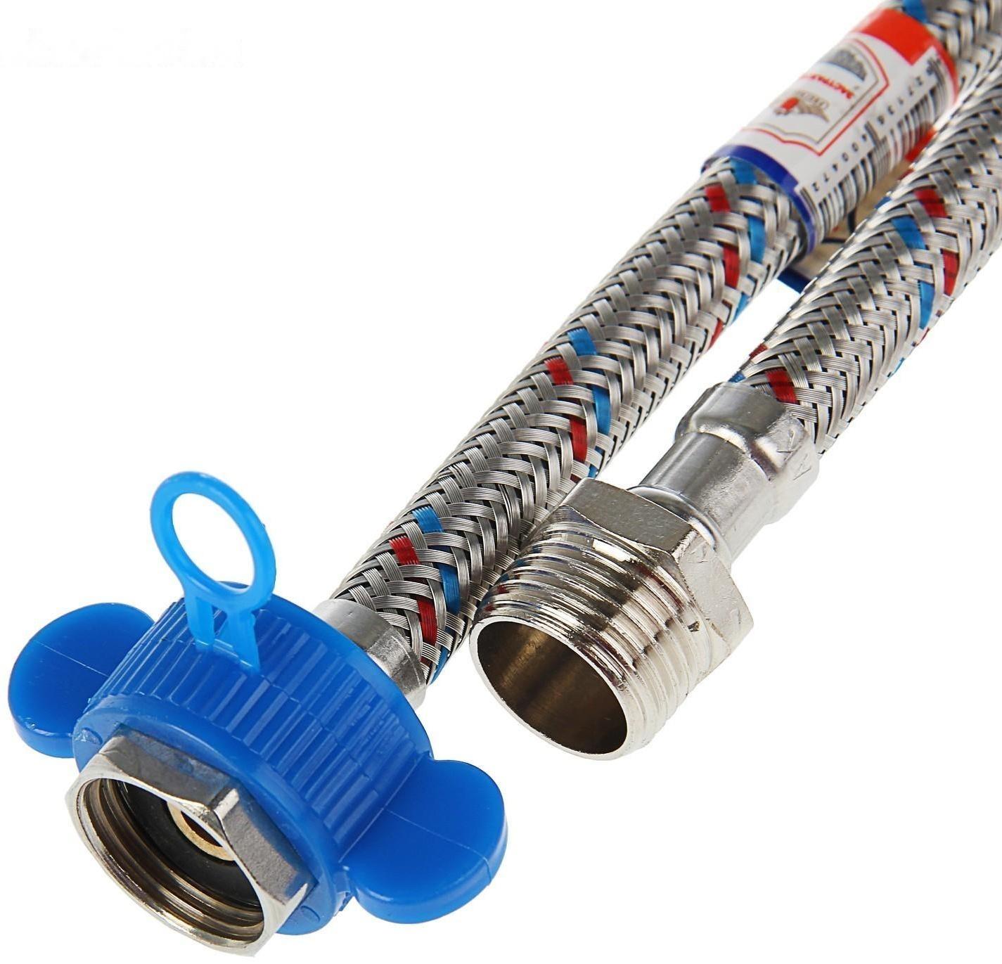 Подводка гибкая AquaKratos, гайка-штуцер, 50 см, нерж.сталь, с ключом для монтажа