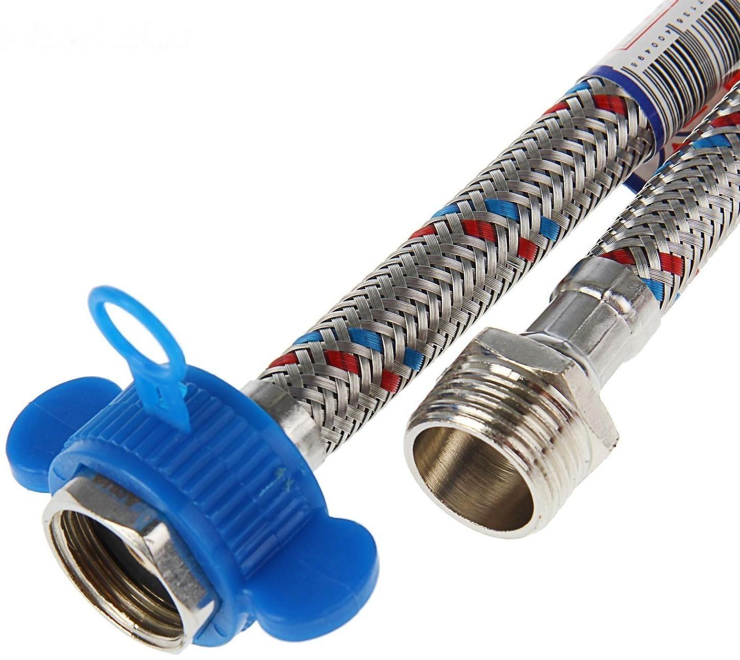 Подводка гибкая AquaKratos, гайка-штуцер, 80 см, нерж.сталь, с ключом для монтажа