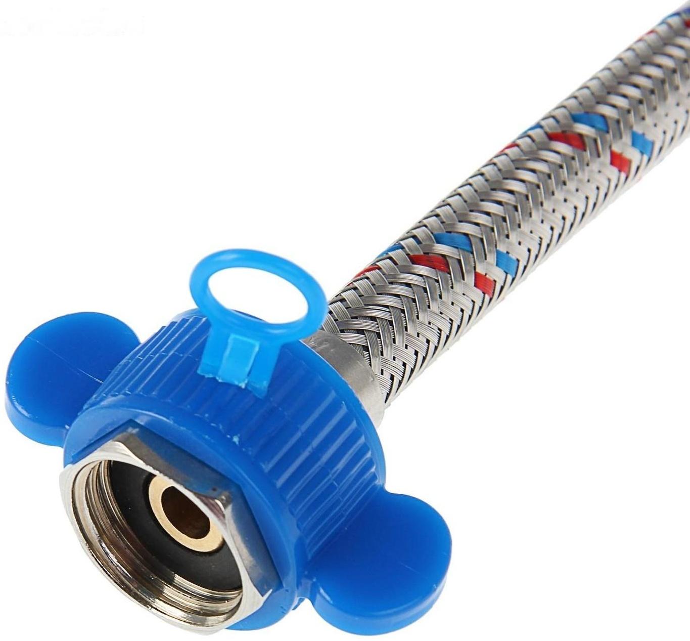 Подводка гибкая AquaKratos, гайка-штуцер, 100 см, нерж.сталь, с ключом для монтажа