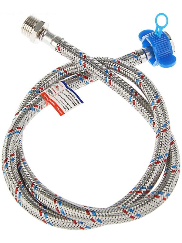 Подводка гибкая AquaKratos, гайка-штуцер, 100 см, нерж.сталь, с ключом для монтажа