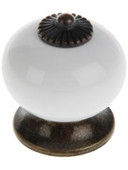 Ручка кнопка DOME Ceramics 003, керамическая, белая