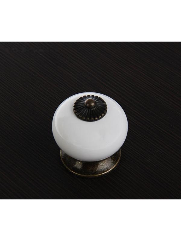 Ручка кнопка DOME Ceramics 003, керамическая, белая