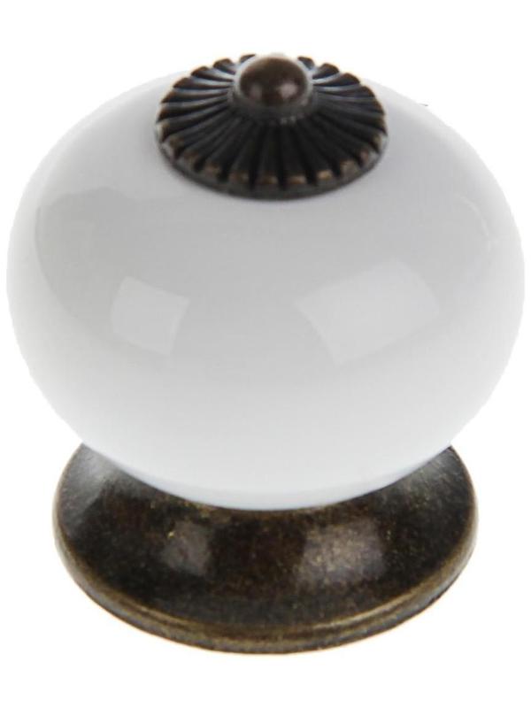 Ручка кнопка DOME Ceramics 003, керамическая, белая