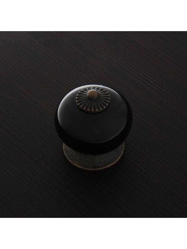 Ручка кнопка DOME Ceramics 003, керамическая, черная