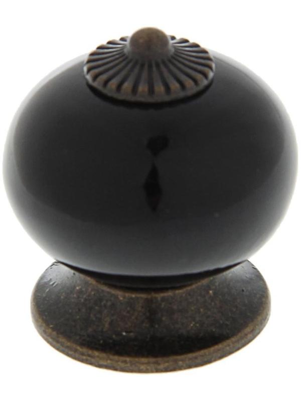 Ручка кнопка DOME Ceramics 003, керамическая, черная