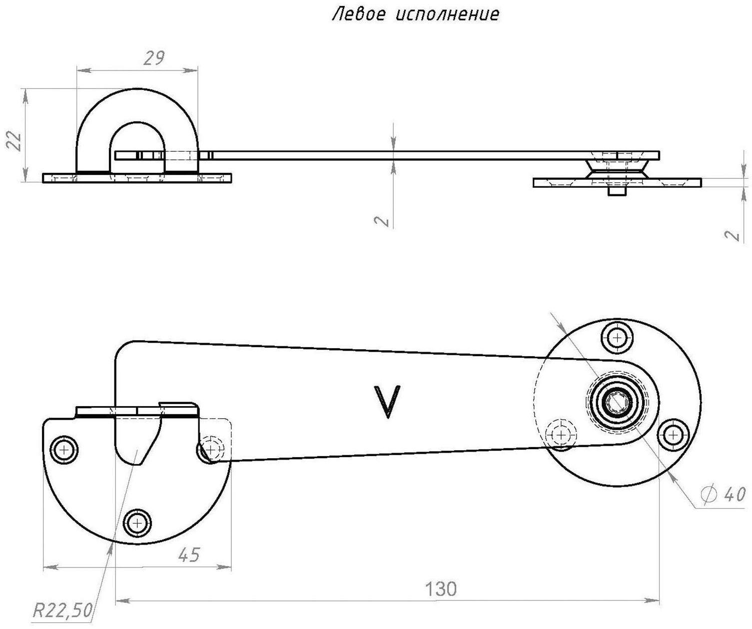 Крючок дверной КД, левый, покрытие цинк