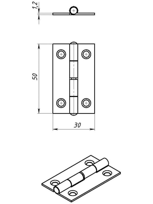 Петля карточная, 50х30 мм, покрытие цинк , 300 шт