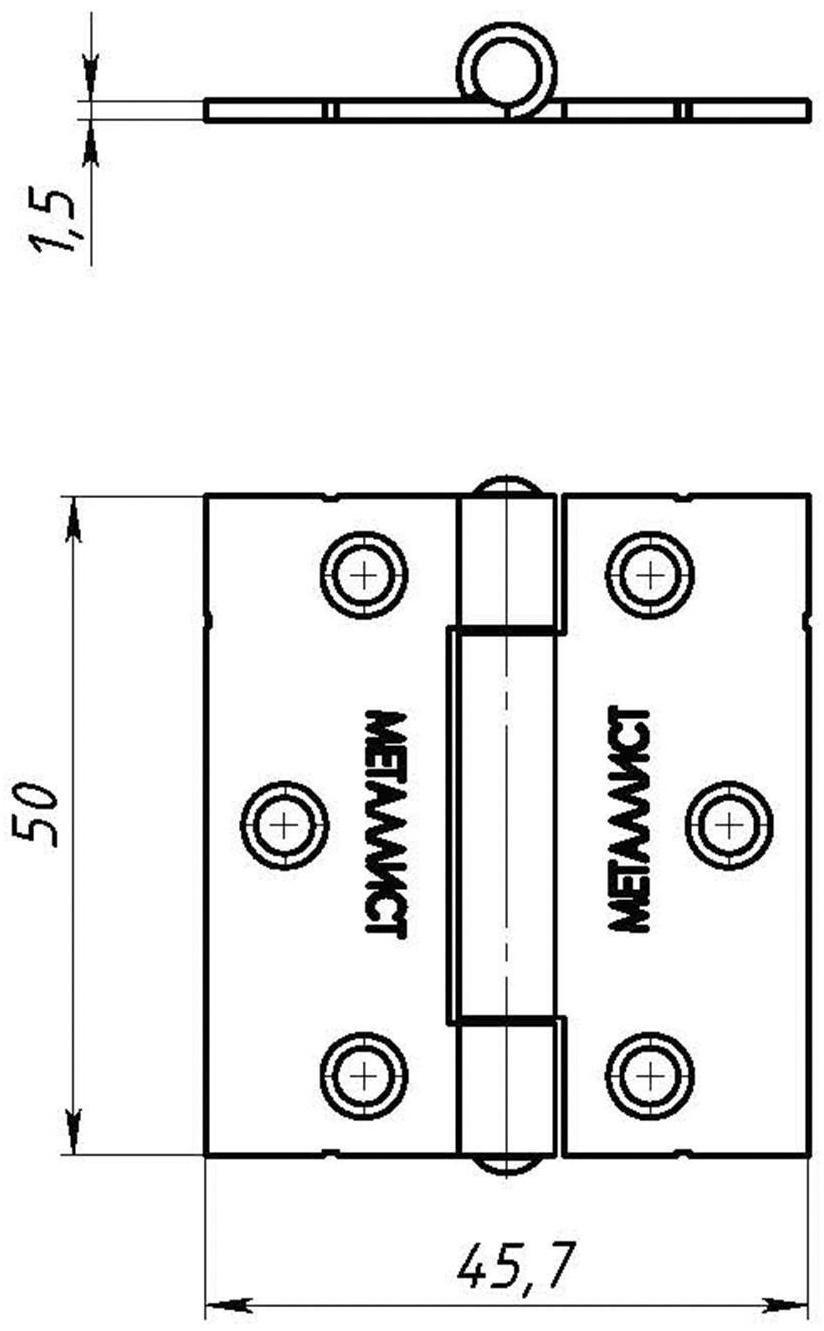Петля карточная, 50х45 мм, покрытие цинк