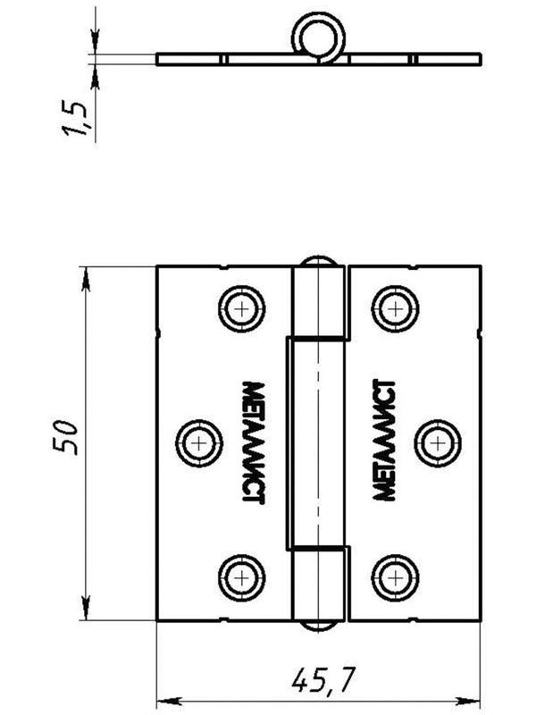 Петля карточная, 50х45 мм, покрытие цинк