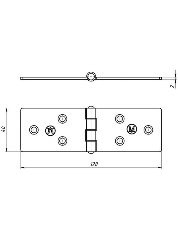 Петля карточная, 128х40 мм, покрытие цинк
