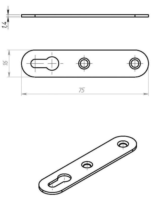 Подвеска мебельная L=75 мм, покрытие цинк