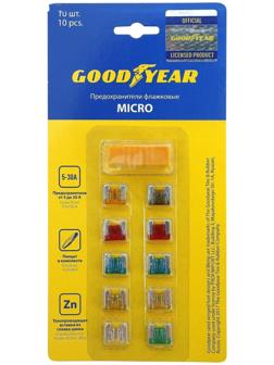 Флажковые предохранители Goodyear «микро» 10 шт + экстрактор, 5 А - 30 А
