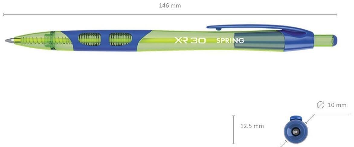 Ручка шариковая автоматическая XR-30 Spring, узел 0.7 мм, чернила синие, резиновый упор, длина линии письма 1000 метров, микс
