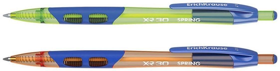 Ручка шариковая автоматическая XR-30 Spring, узел 0.7 мм, чернила синие, резиновый упор, длина линии письма 1000 метров, микс