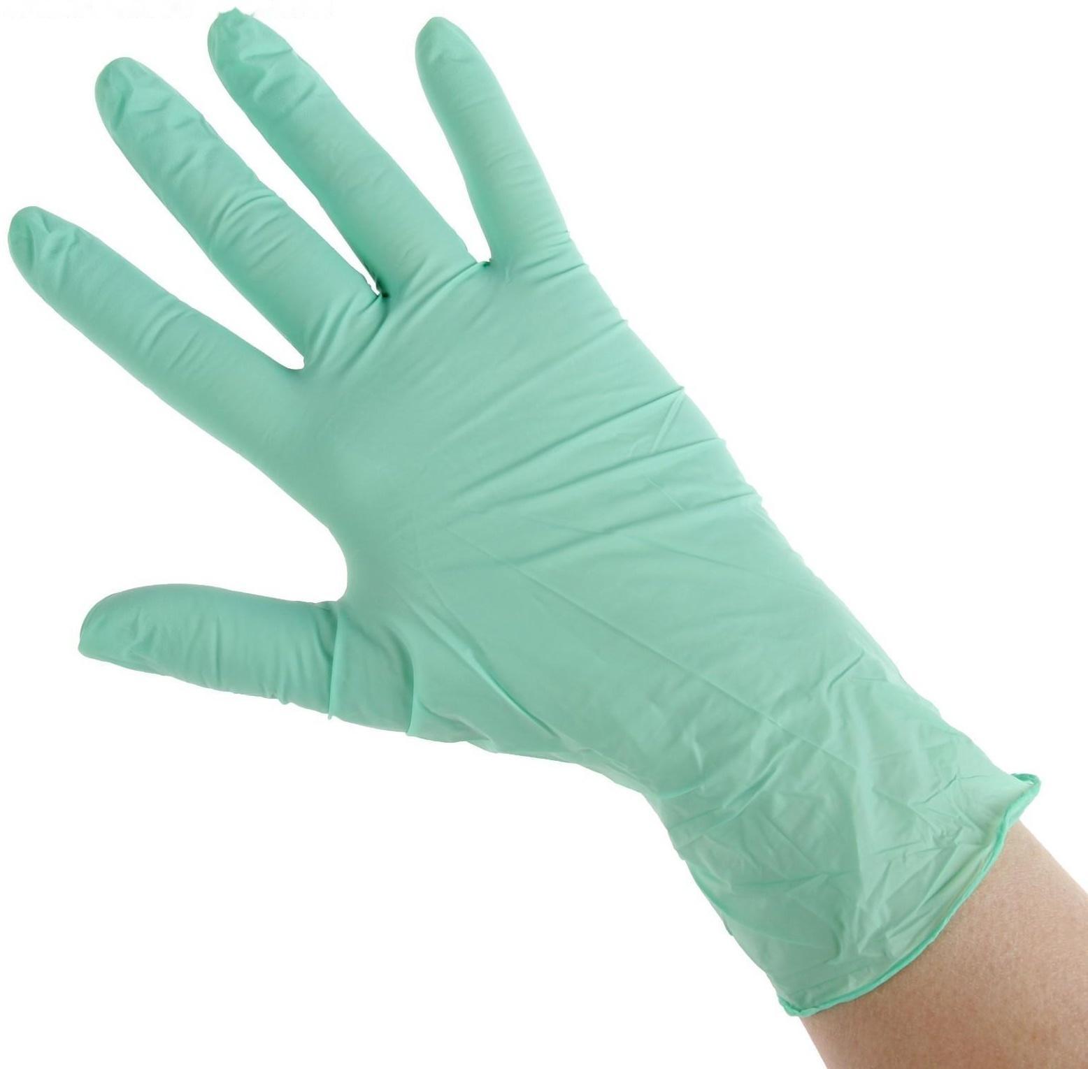 Перчатки Benovy Q, нитриловые, текстурированные, размер М, зеленые, 50 пар