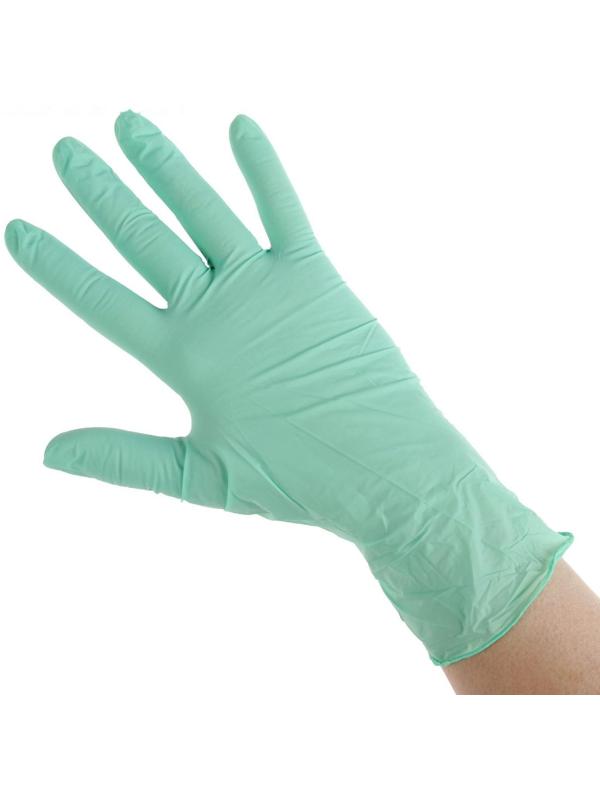 Перчатки Benovy Q, нитриловые, текстурированные, размер М, зеленые, 50 пар