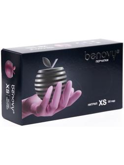 Медицинские перчатки Benovy Q, нитриловые, текстурированные, размер XS, розовые, 50 пар