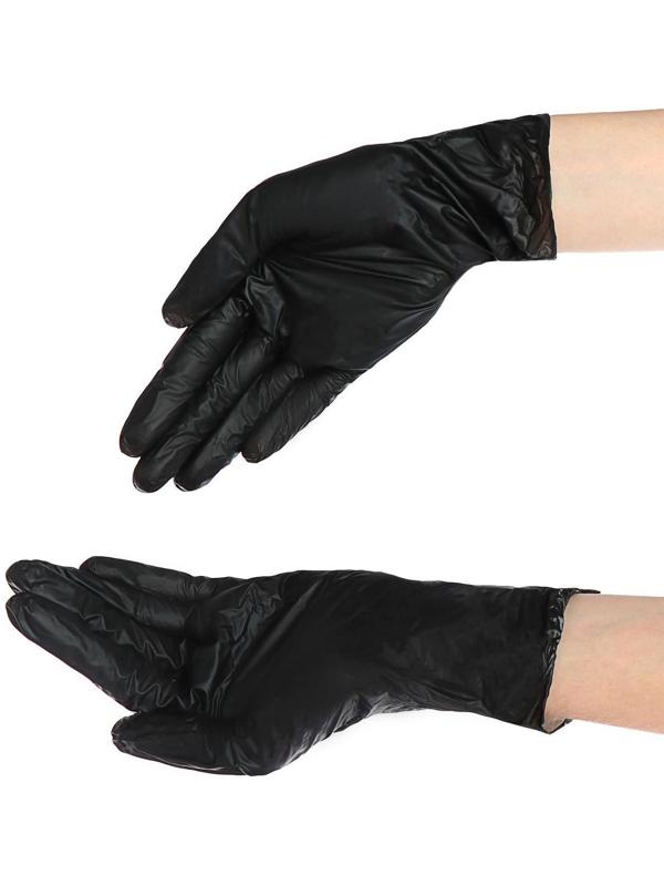 Перчатки виниловые Benovy, размер S, чёрные, 50 пар