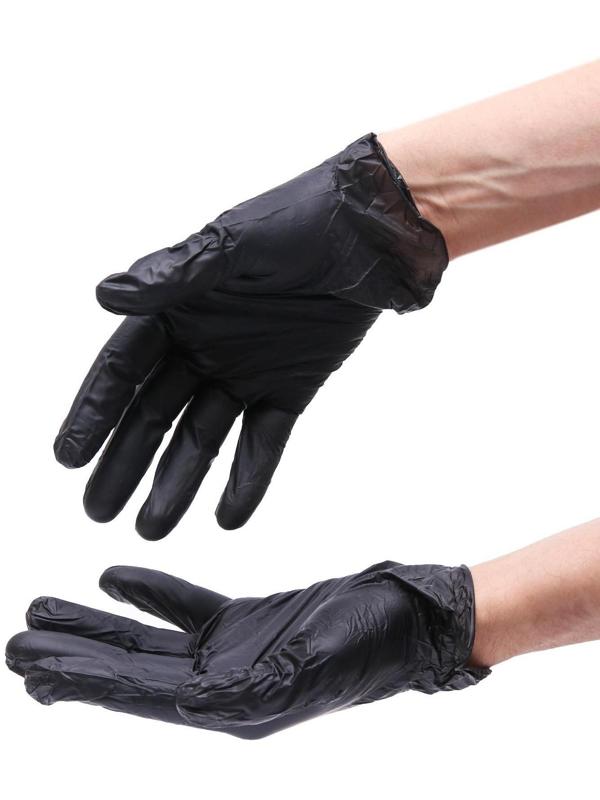Перчатки виниловые Benovy, размер L, чёрные, 50 пар