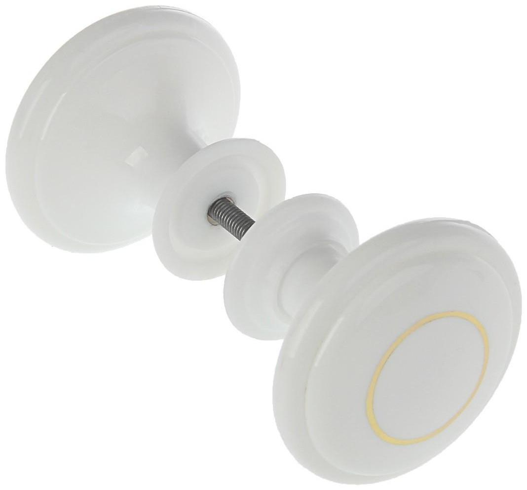 Ручка дверная пластмассовая, d=65, белая с узором