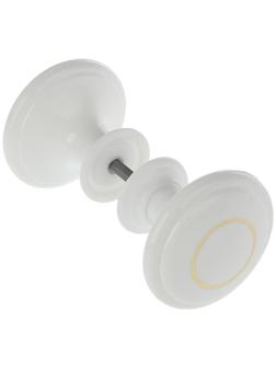 Ручка дверная пластмассовая, d=65, белая с узором