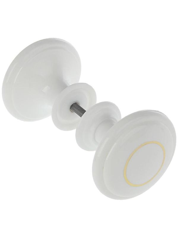 Ручка дверная пластмассовая, d=65, белая с узором