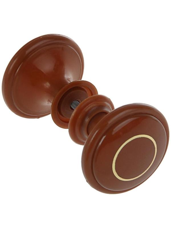 Ручка дверная пластмассовая, d=65, цвет темное дерево с узором