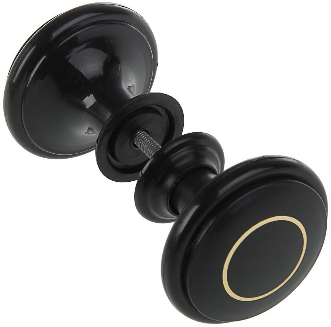 Ручка дверная пластмассовая, d=65, черная с узором