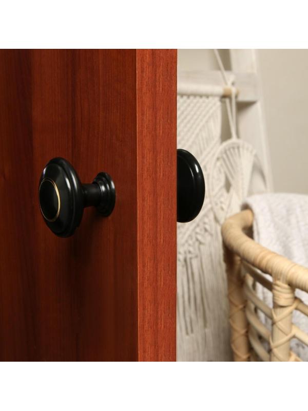 Ручка дверная пластмассовая, d=65, черная с узором