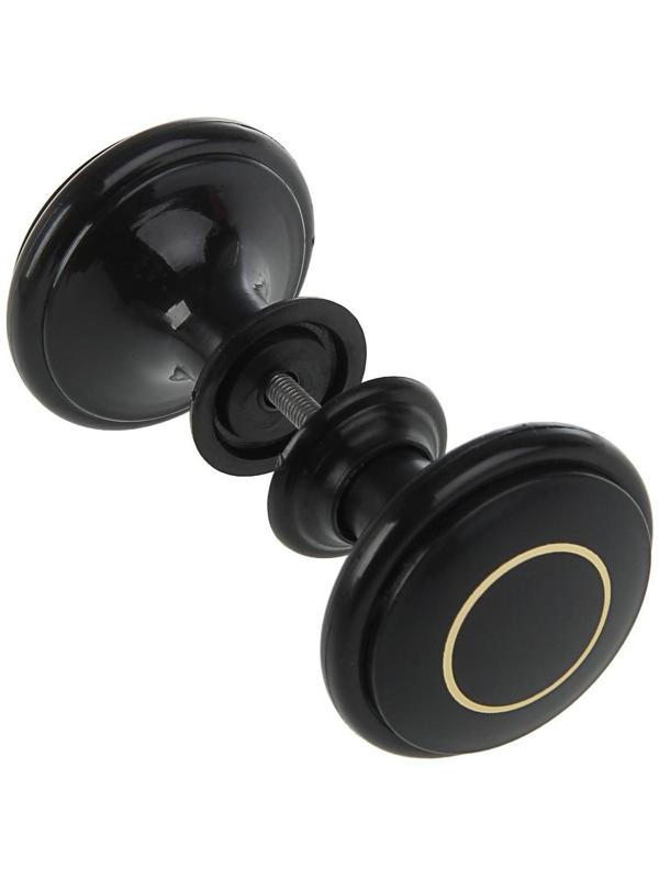 Ручка дверная пластмассовая, d=65, черная с узором