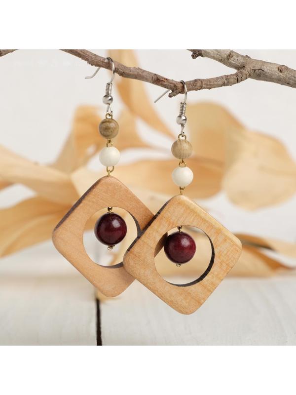 Серьги ручная работа, деревянные 