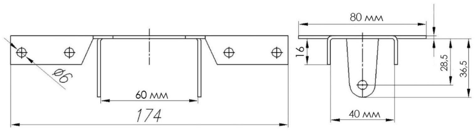 Кронштейн забора внутренний КЗВ-40-60-174, цинк