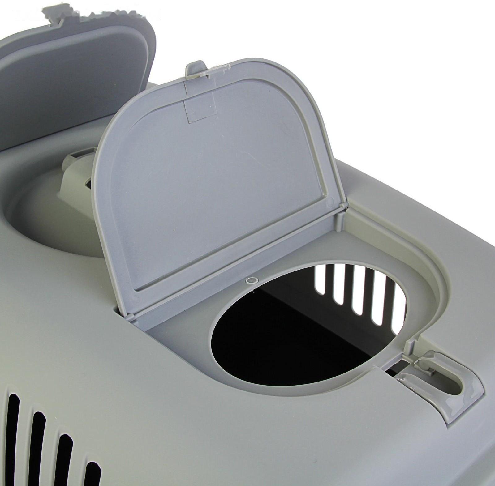 Переноска с 2 люками и креплением для наплечного ремня, 58х37х37, до 12 кг, серо-чёрная