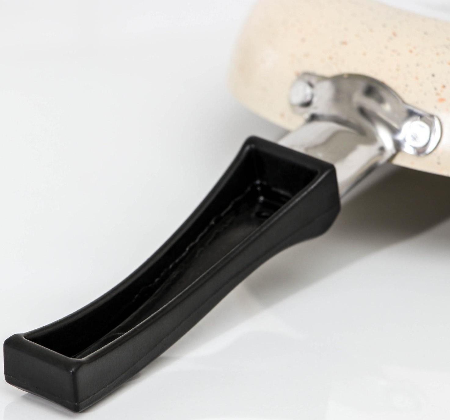 Сковорода «Стоун», d=15,5 см, съёмная ручка, антипригарное покрытие, цвет бежевый