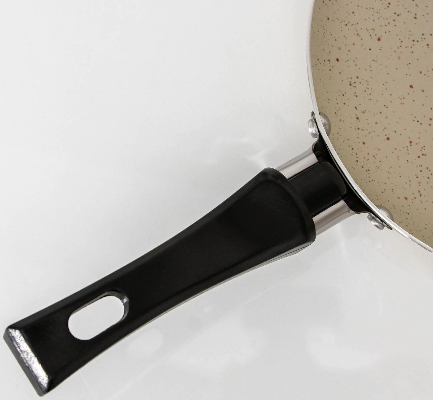 Сковорода «Стоун», d=15,5 см, съёмная ручка, антипригарное покрытие, цвет бежевый