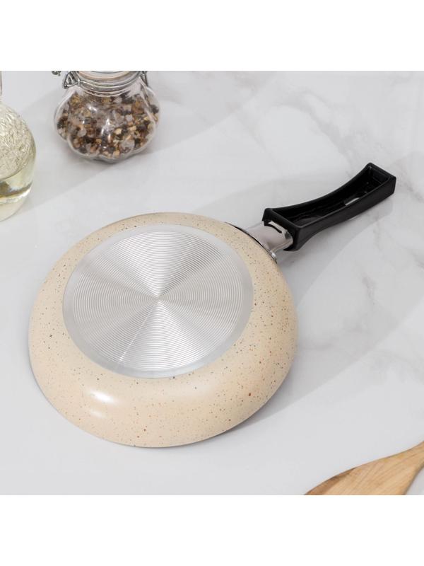Сковорода «Стоун», d=15,5 см, съёмная ручка, антипригарное покрытие, цвет бежевый