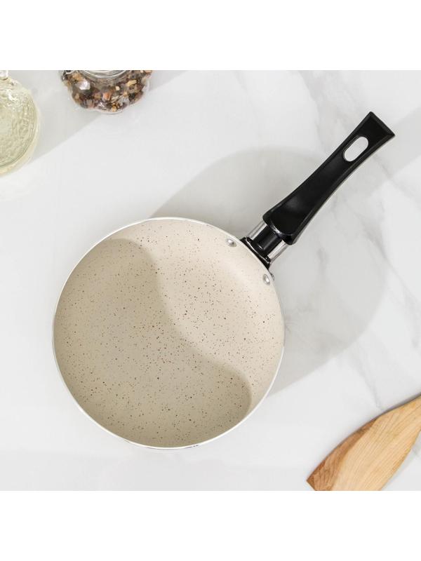 Сковорода «Стоун», d=15,5 см, съёмная ручка, антипригарное покрытие, цвет бежевый