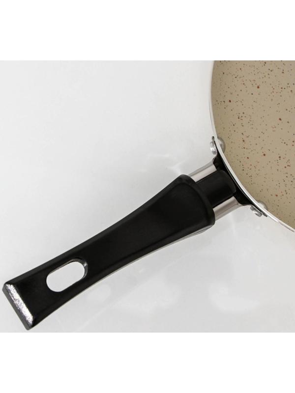 Сковорода «Стоун», d=15,5 см, съёмная ручка, антипригарное покрытие, цвет бежевый