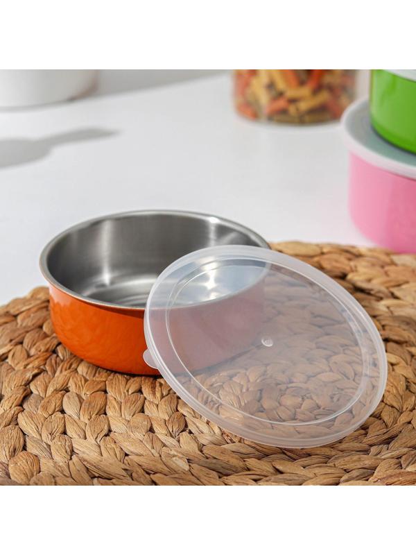 Набор салатников из нержавеющей стали «Радуга», 5 шт: d=18/16/14/12/10 см, с крышками, МИКС