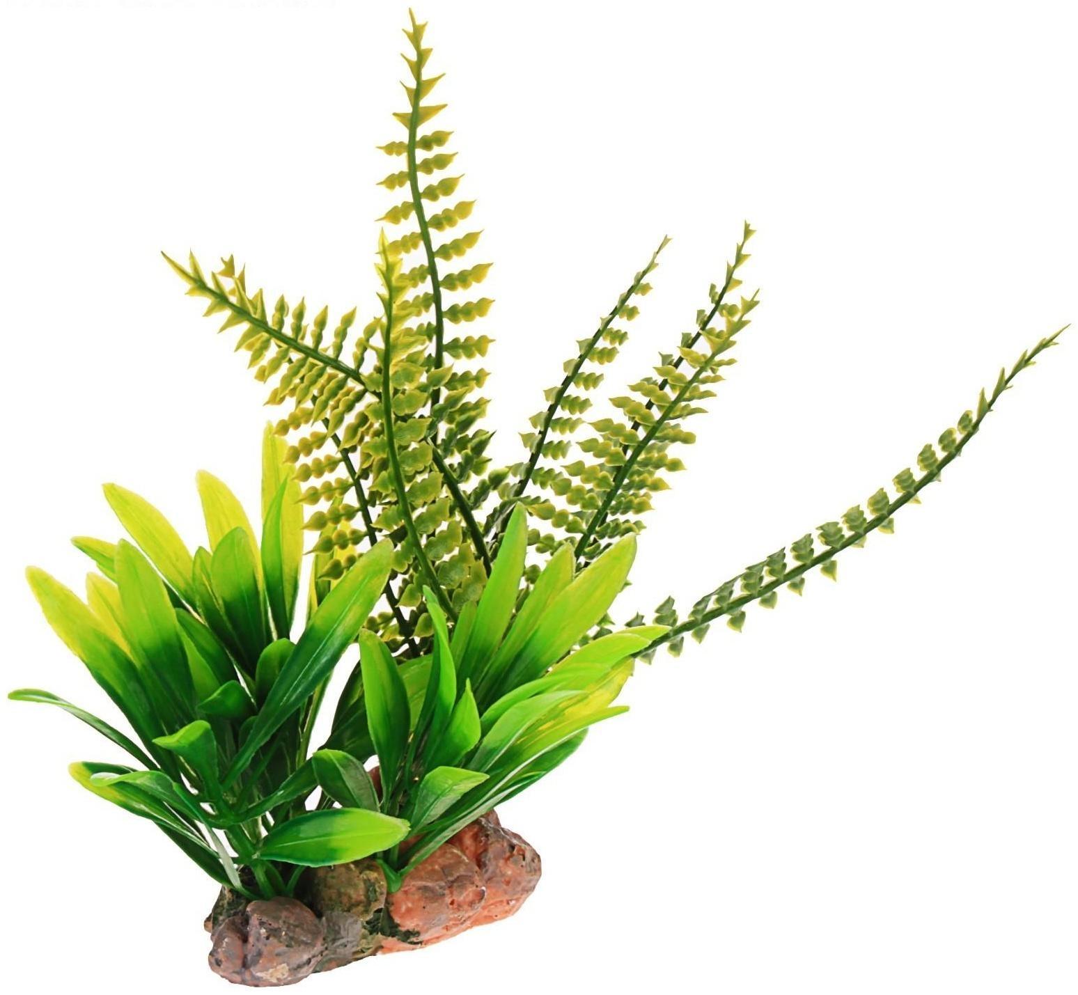 Растение искусственное аквариумное на подставке под камень, 17 х 14 х 16 см