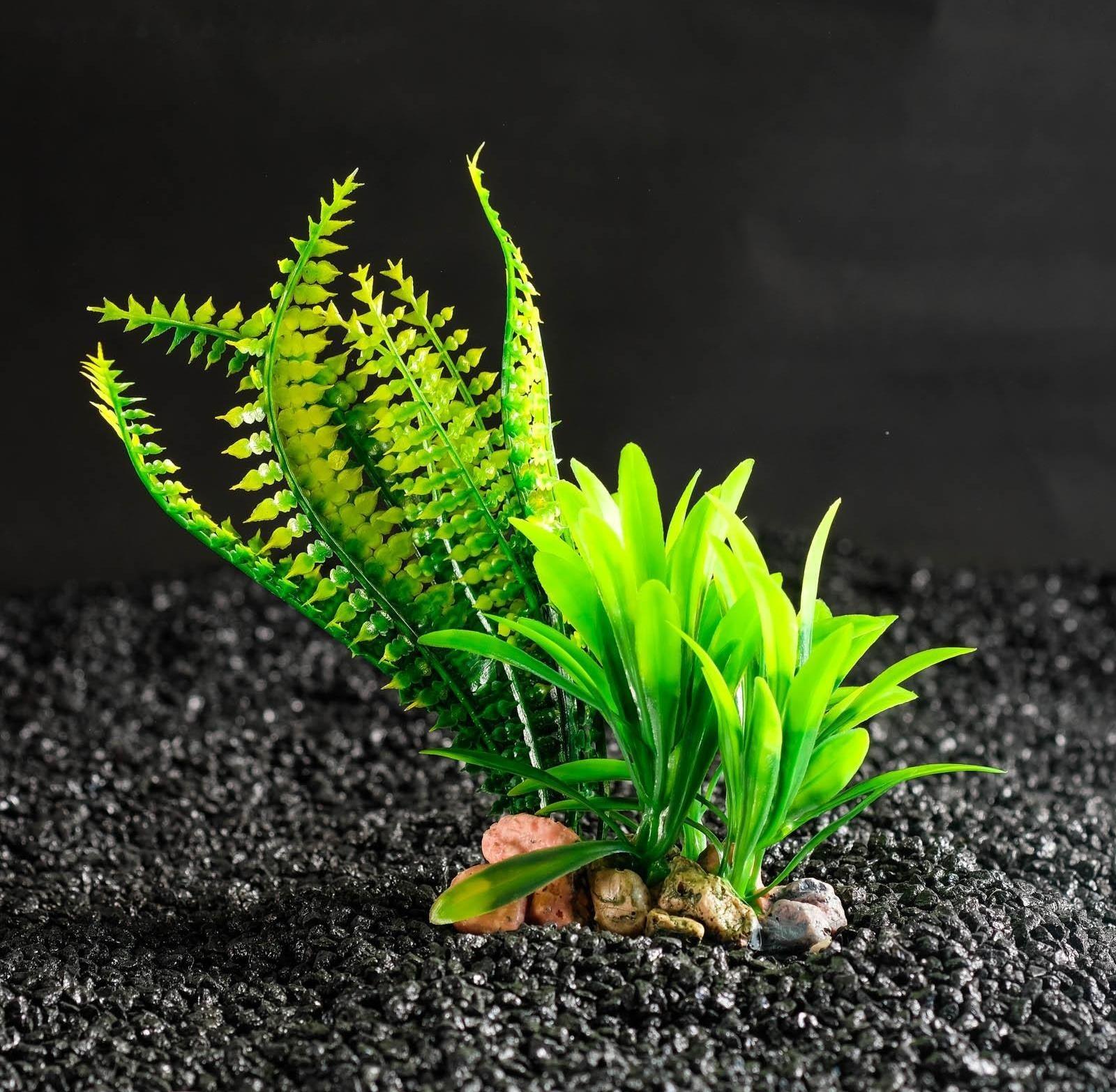 Растение искусственное аквариумное на подставке под камень, 17 х 14 х 16 см