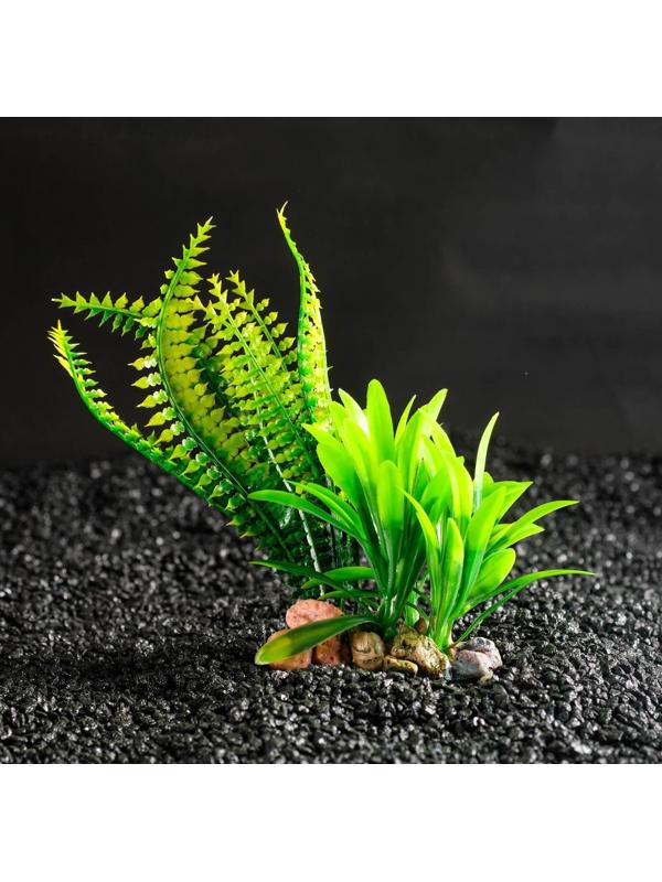 Растение искусственное аквариумное на подставке под камень, 17 х 14 х 16 см