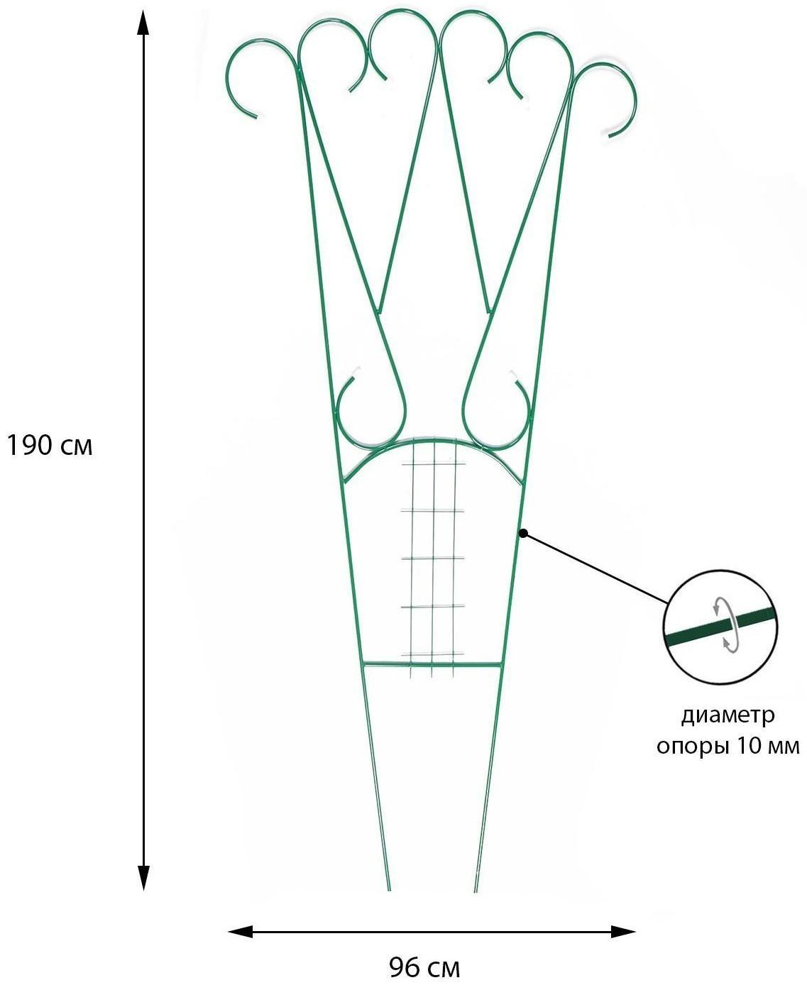 Шпалера, 190 × 96 × 1 см, металл, зелёная, «Комбинированная»
