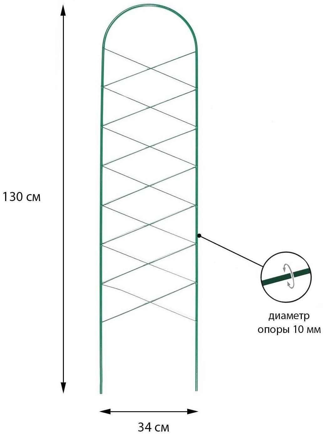 Шпалера, 130 × 34 × 1 см, металл, зелёная, «Буби»