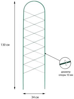 Шпалера, 130 × 34 × 1 см, металл, зелёная, «Буби»