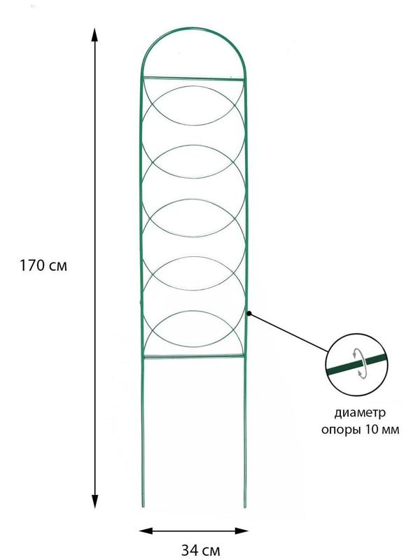 Шпалера, 170 × 34 × 1 см, металл, зелёная, «Кружок»