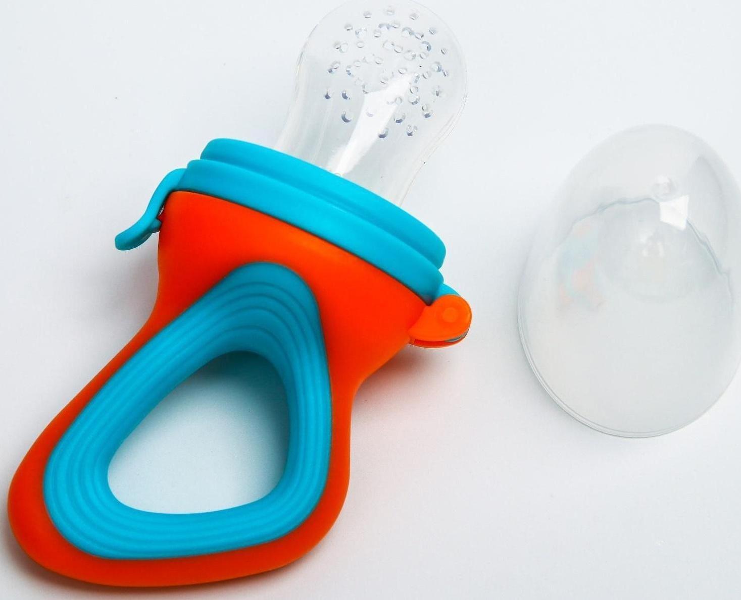 Ниблер для прикорма, с силиконовой сеточкой, цвет оранжевый/голубой