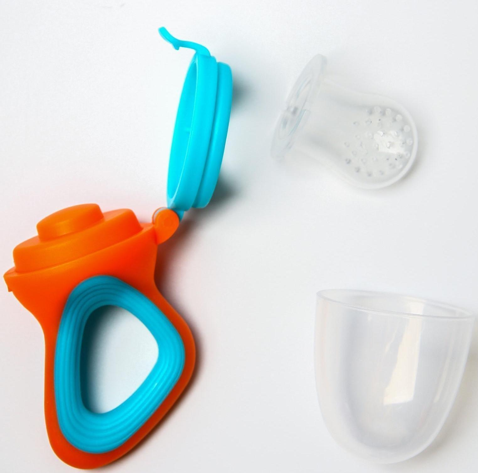 Ниблер для прикорма, с силиконовой сеточкой, цвет оранжевый/голубой