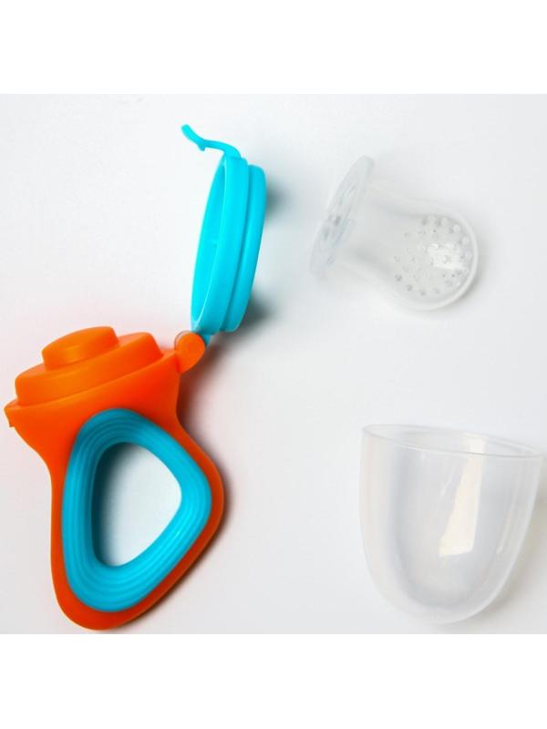 Ниблер для прикорма, с силиконовой сеточкой, цвет оранжевый/голубой