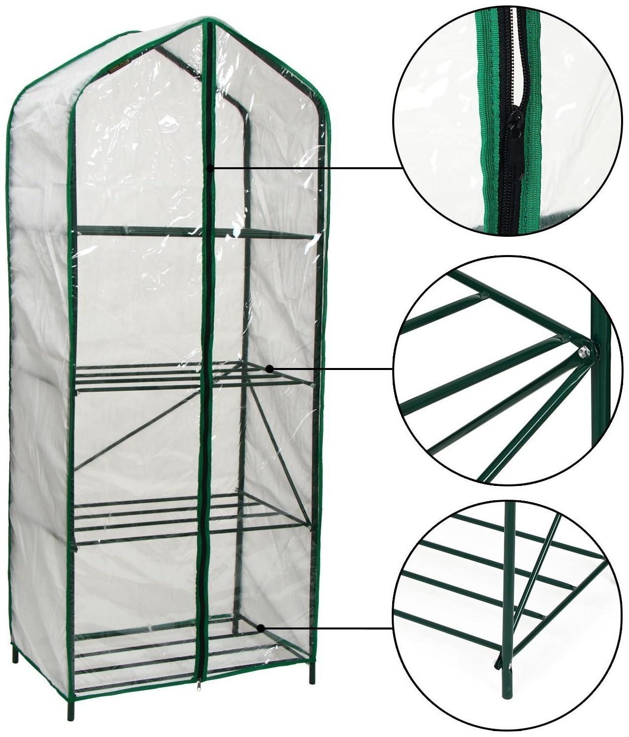 Парник-стеллаж, 4 полки, 160 × 65 × 40 см, металлический каркас d = 16 мм, чехол из спанбонда 60 г/м²